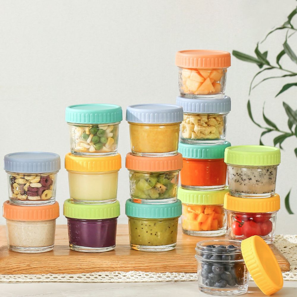 Baby Food In Jar - 6개 유리 아기 음식 용기 뚜껑