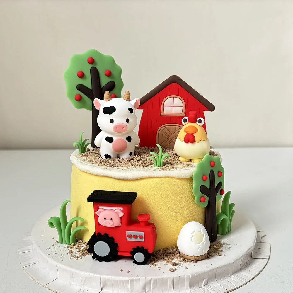 Baby Food Flavors - 만화 어린이 케이크 장식 농장 동물,