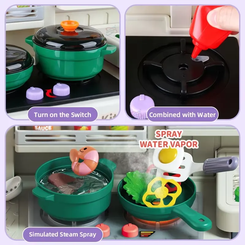 90cm 대형 어린이용 가상 주방놀이 세트 (조명, 소 - Baby Food Toy 리뷰 및 가격