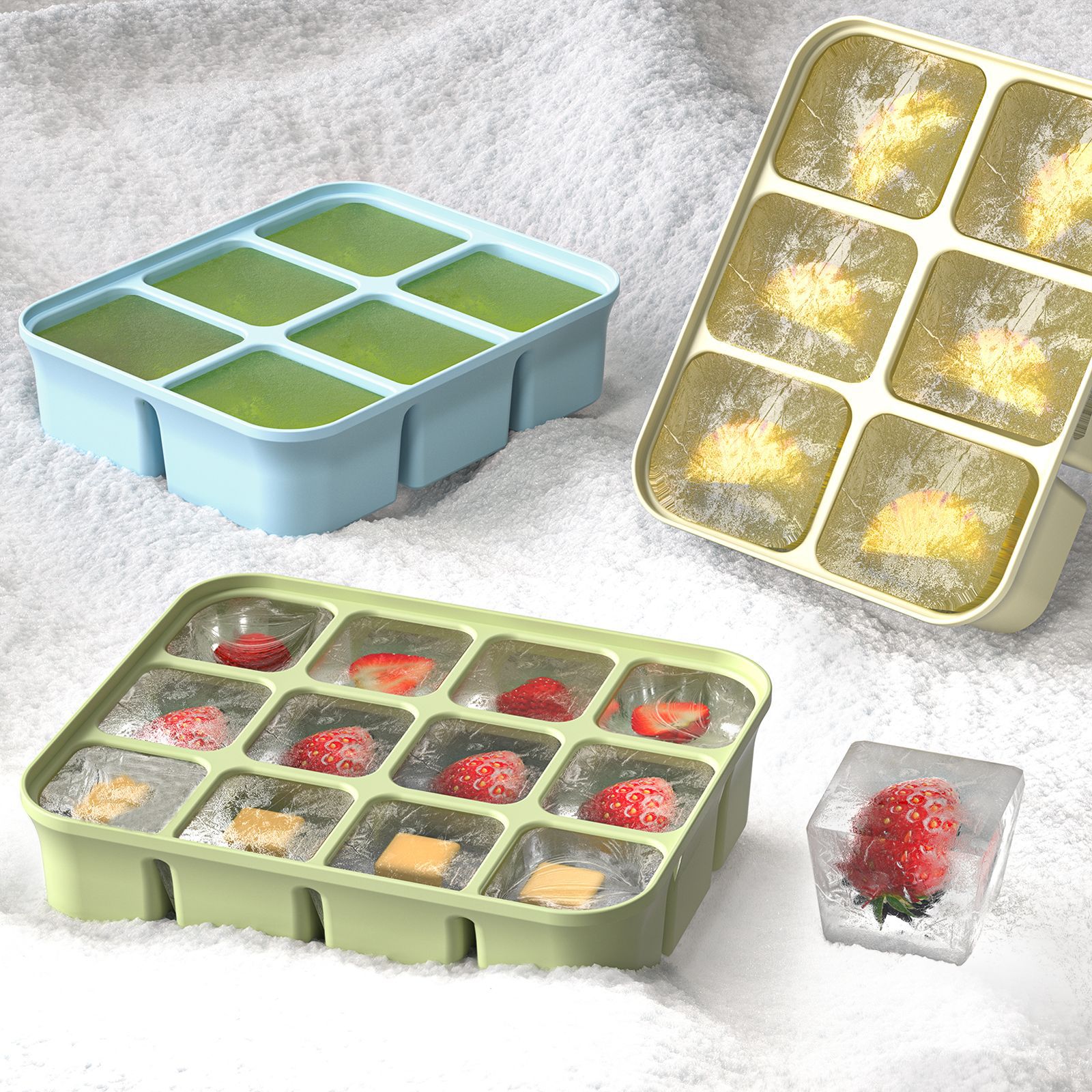 3Pcs 실리콘 이유식 냉동 트레이(뚜껑 포함), 수제 - Freezer Tray Baby 리뷰 및 가격