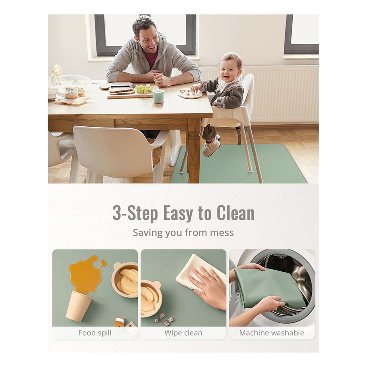 큰 할인 아기 식탁의자용 스플랫 매트, 물세척 가능한  - Highchair Splash Mat 리뷰 및 가격
